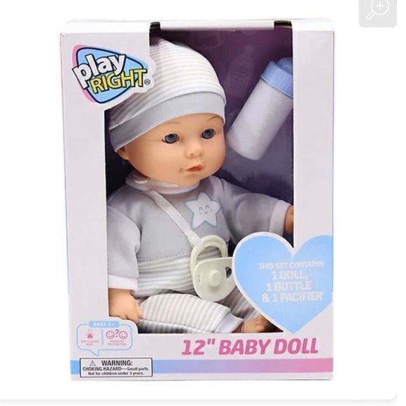 NWT Play Right 12” Soft Realistic Baby Doll With Magnetic Pacifier Milk Bottle - Picture 2 of 5